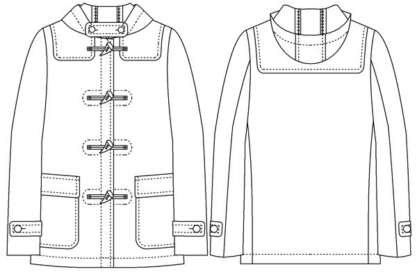 ショートダッフルコート型紙